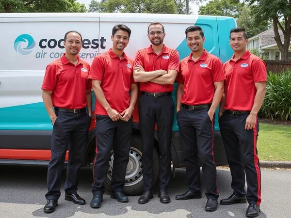 Coolbest team of five technicians in Coolbest branded uniforms